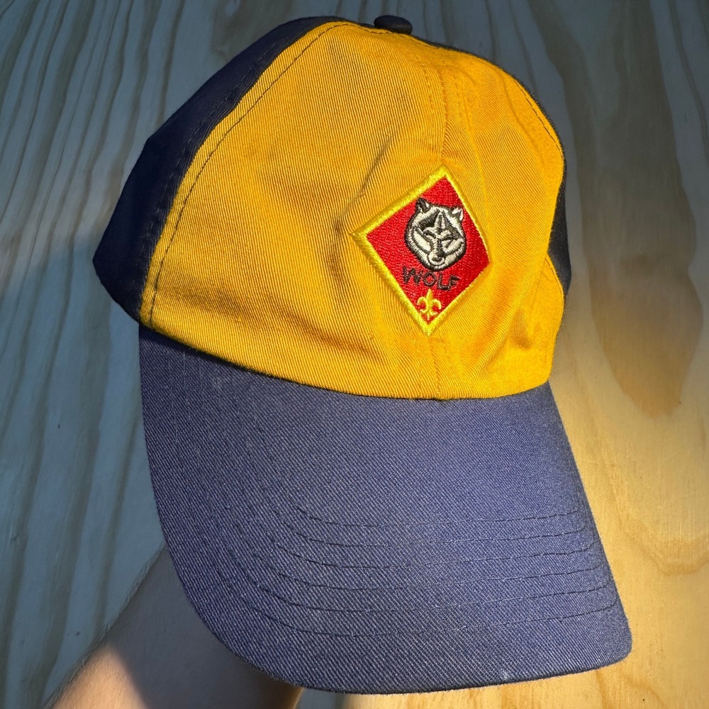 Boy Scouts of America Wolf Cub Scout Cap Blue Yellow Twill Hat S/M
